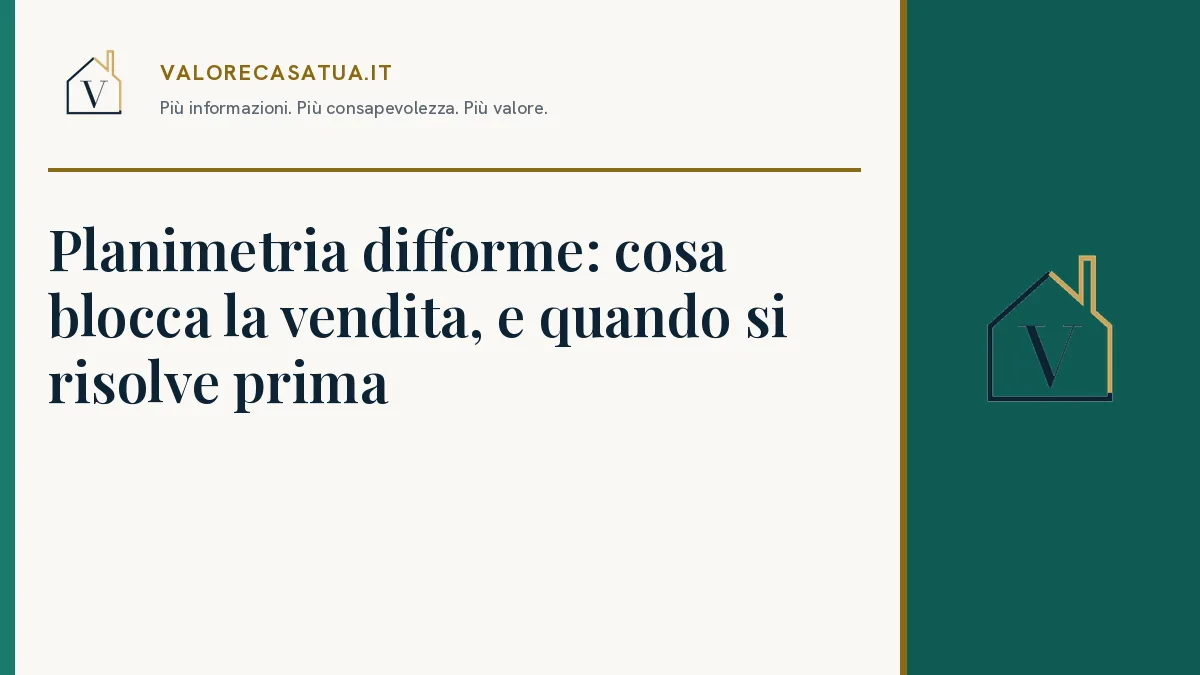 Copertina: Planimetria difforme: cosa blocca la vendita, e quando si risolve prima.