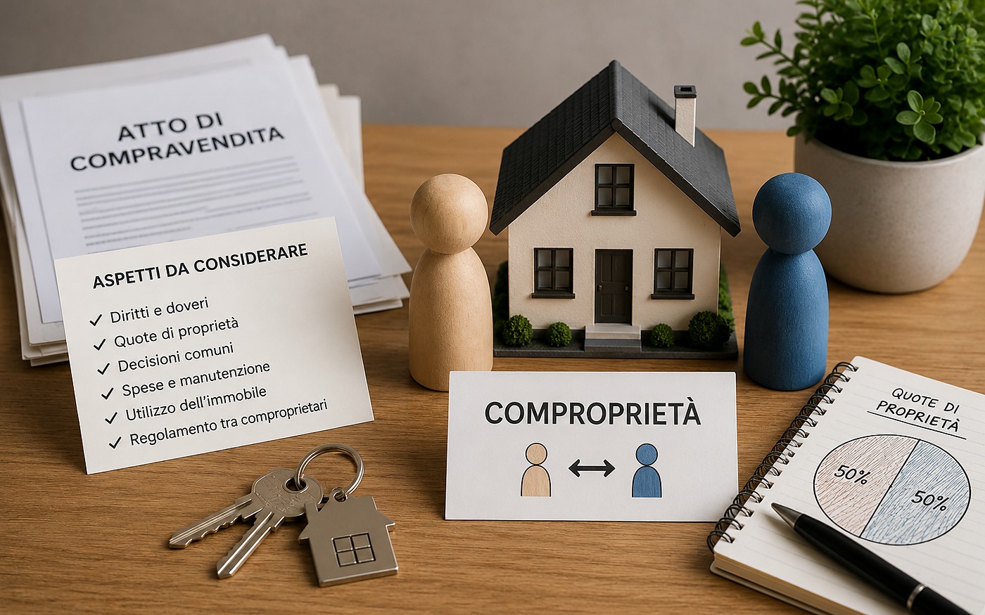 Comproprietà: modello di casa e quote di proprietà