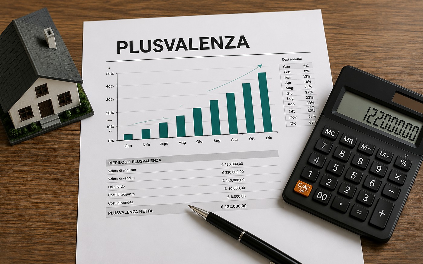 Grafico e calcoli sulla plusvalenza